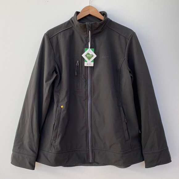 NWT Soft Shell Jacket Womens L Windproof Fleece Lined Zip Up Outdoor Black - Picture 2 of 14